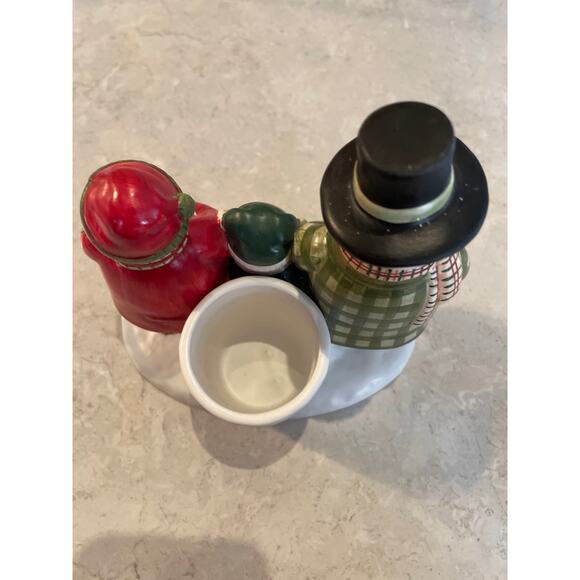 Yankee Candle Jack Frost Snow family Tea Light/toothpick holder Ceramic 6x6x4” - Picture 4 of 6